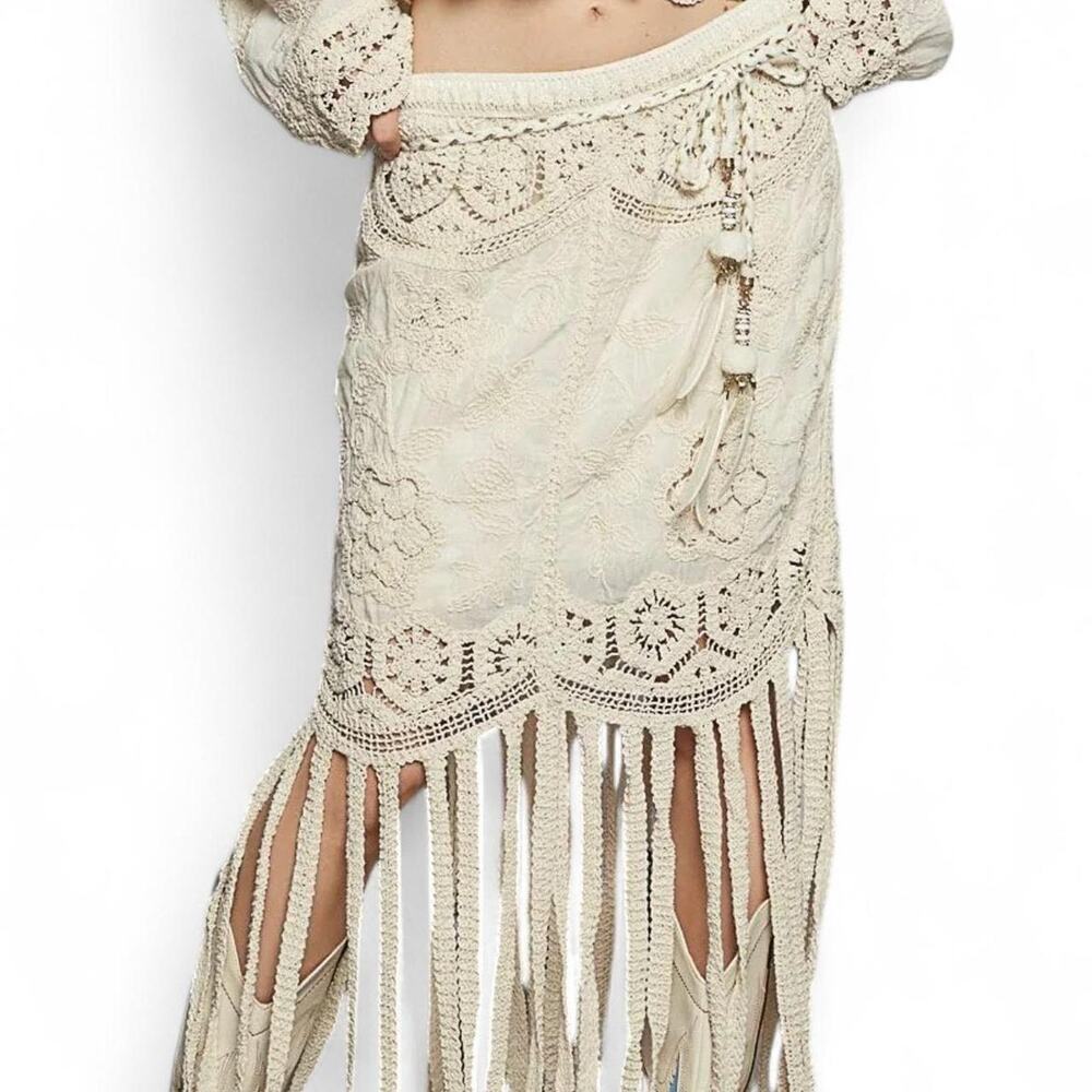 POL Crochet Embroidered Skirt